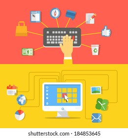 Industria de medios digitales. Concepto de diseño plano