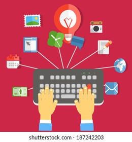 Digital media industry. Flat design concept