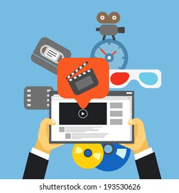 Digital media industry. Flat design concept