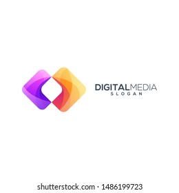 Digital media logo design vector abstract