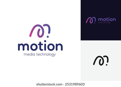 Diseño de icono de logotipo de medios digitales con letra abstracta M para ilustración de logotipo de Vector gráfico en movimiento