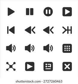 Digital Media Player Audio and Video Control Icons