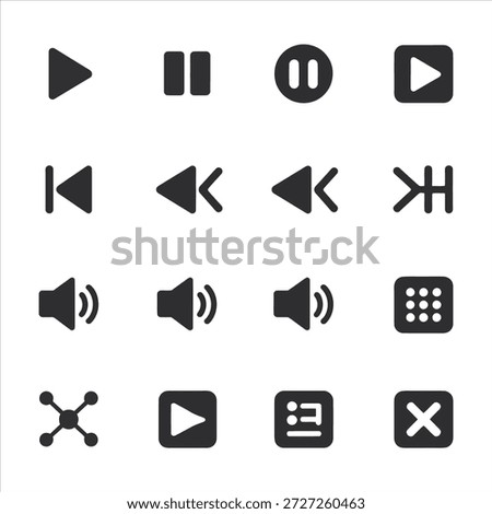Digital Media Player Audio and Video Control Icons