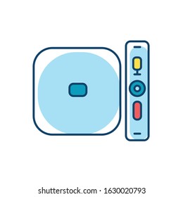 Digital media player RGB color icon. TV, stereo, home theater system. Entertainment product. Video game console. Gadget for playing videos. Electronic device. Technology. Isolated vector illustration