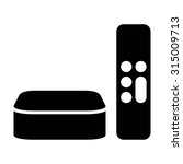 Digital media player setup box with remote flat vector icon for apps and websites