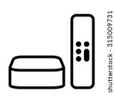 Digital media player setup box with remote line art vector icon for apps and websites