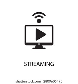 Digital media streaming broadcast service icon with streaming broadcast internet technology entertainment connection television computer wireless multimedia transmission