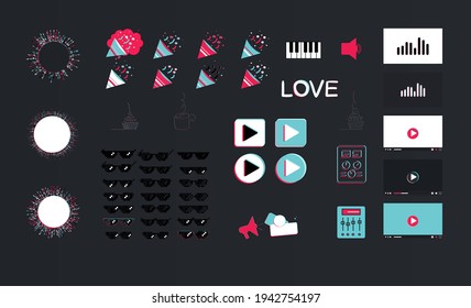 digital media vector illustration set