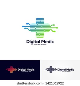 digital medic logo designs template, healthcare logo designs
