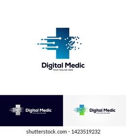 digital medic logo designs template, healthcare logo designs	
