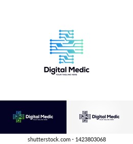 digital medic logo designs template, healthcare logo designs