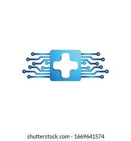 Digital Medical, cross / plus icon. Healthcare logo Ideas. Inspiration logo design. Template Vector Illustration. Isolated On White Background