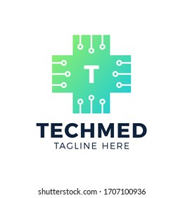 Digital Medical, Cross Plus letter t logotype Icon. Healthcare Logo Ideas. Inspiration Logo Design. Template