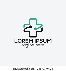 Digital medical healthcare logo design vector template