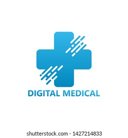 Digital Medical Logo Template Design Vector, Emblem, Design Concept, Creative Symbol, Icon