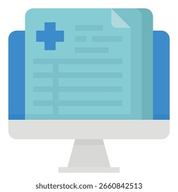 Digital Medical Record on Computer Screen with Blue Cross Symbol