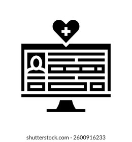digital medical records health tech glyph icon vector. digital medical records health tech sign. isolated symbol illustration