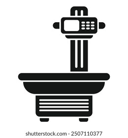 Digital medical scale icon in simple style, patient examining weight measuring equipment on white background