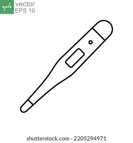 Digital medical thermometer for fever or body check temperature. Glass thermometer for health equipment, fever measuring. icon, temperature. Vector illustration. Design on white background. EPS10
