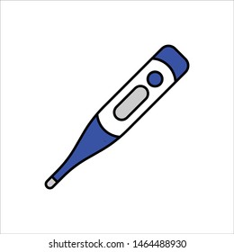 Digital medical thermometer flat icon. Health care. - Vector