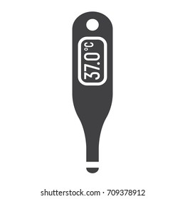 Digital medical thermometer glyph icon, medicine and healthcare, temperature sign vector graphics, a solid pattern on a white background, eps 10.