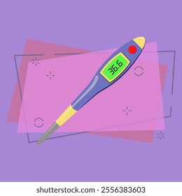 Digital medical thermometer vector illustration. Temperature, diagnosis, medical, exam. Medical items concept. Vector illustration can be used for topics like medicine, healthcare, technology