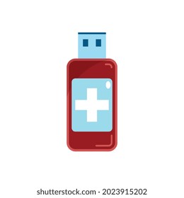 Composición de la medicina digital con imagen aislada de la unidad flash marcada con el símbolo cruzado médico ilustración vectorial