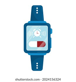 Digital medicine composition with isolated image of smart watch with alarm clock and pill image on screen vector illustration