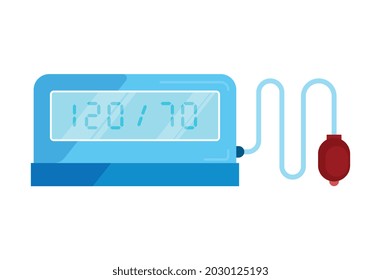 Composición de la medicina digital con imagen aislada de unidad electrónica para medir la ilustración vectorial de la presión arterial