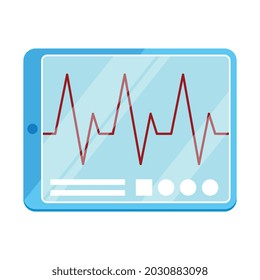 Digital medicine composition with isolated image of pulse oscillogram on gadget screen vector illustration