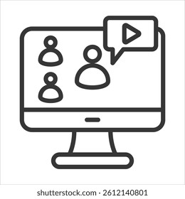 Digital Meeting Icon Vector Illustration Outline