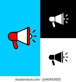 Digital Megaphone Icon Set for Public Announcements and Communication. Essential Vector Graphics for Marketing, News Broadcasting, and Delivering Important Messages Visually.