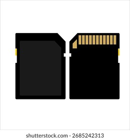 Digital memory card as a symbol of high-capacity data storage, flat art design style.

