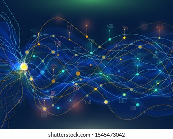 Digital mesh wavy abstract background with different values.