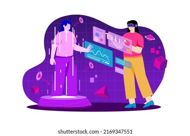 Digital Metaverse Illustration concept. Flat illustration isolated on white background