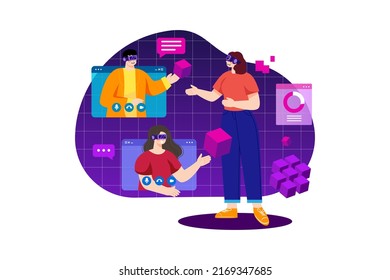 Digital Metaverse Illustration concept. Flat illustration isolated on white background