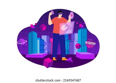 Digital Metaverse Illustration concept. Flat illustration isolated on white background