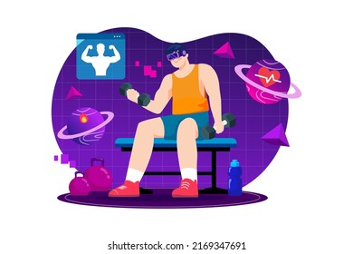 Digital Metaverse Illustration concept. Flat illustration isolated on white background