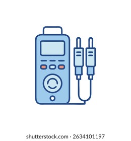 Digital meter with attached probes on a White Background