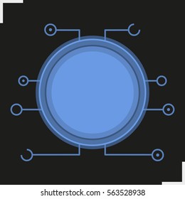 Digital microchip frame. Blue color futuristic chip set icon. Sci-fi user interface concept. Cyber technology background. Computer circuit board. Isolated vector illustration