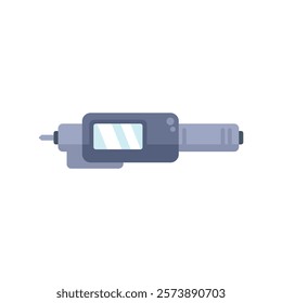 Digital micrometer with electronic display showing precise measurement tool for accurate engineering and manufacturing work