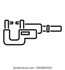 Digital micrometer machining icon outline vector. Scale precise. Work steel tool