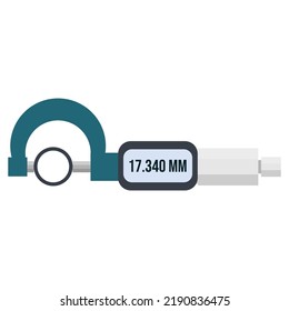 Digital Micrometer screw gauge measuring diameter of a pipe. vernier caliper is a measuring tool with high precision usually used in  automotive and mechanical engineering.vector flat illustration