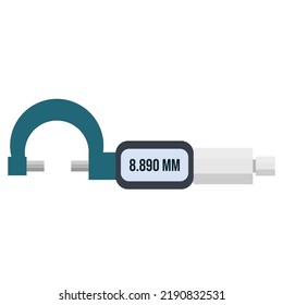 Digital Micrometer screw gauge. Used for measuring diameter, thickness with hig precision result. Usually used in automotive engineering, mechanical engineering flat vector illustration. 