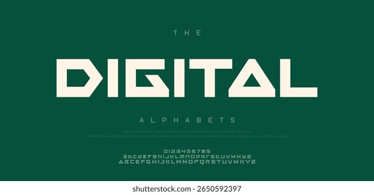 Letras maiúsculas minúsculas de corte mínimo digital a a z família de fontes