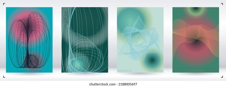 Digital Minimal Geometric Vector Poster Design with Lines and Gradient Colorful Circles. Collection of Abstract Backgrounds for Covers, Flyers, Templates, Booklets, Cards, Brochures, Branding, etc.