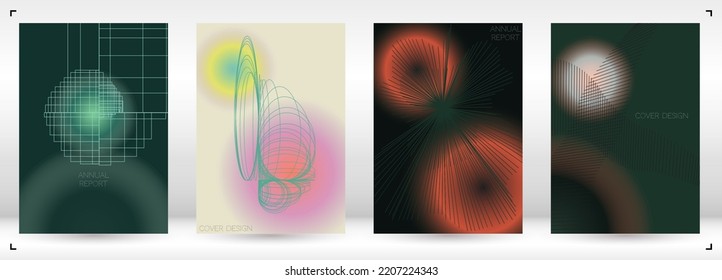 Digital Minimal Geometric Vector Poster Design with Lines and Gradient Colorful Circles. Set of Abstract Backgrounds for Covers, Flyers, Templates, Booklets, Cards, Brochures, Branding, etc.