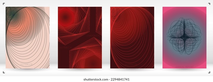 Digital Minimal Geometric Vector Poster Design with Lines and Gradient Colorful Circles. Set of Abstract Backgrounds for Covers, Flyers, Templates, Booklets, Cards, Brochures, Branding, etc.