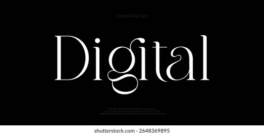 Digital minimal modern logo alphabet font. Typography abstract minimalist sans serif technology, electronic, music, movie, creative logos fonts. vector illustration
