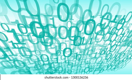 Digital mint green computer cloud numbers, random binary vector